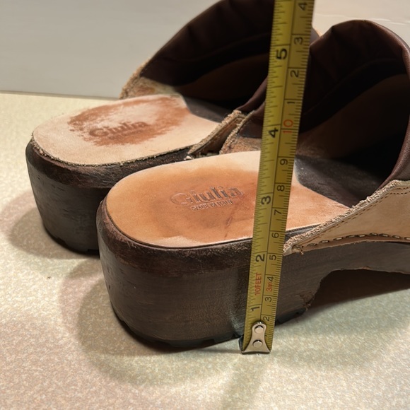Giulia Italian leather and suede wooden unisex clogs - Picture 13 of 15